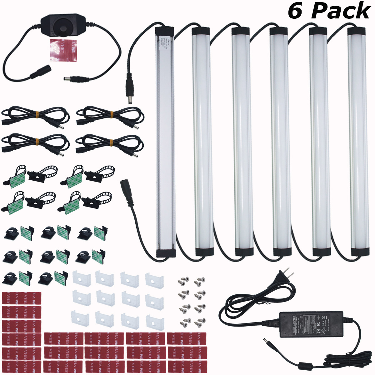 6 Pack Under Cabinet Light Bar Kits